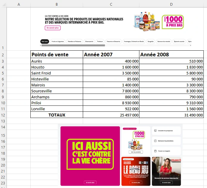 Solution de l'exercice: utiliser l'outil de capture ecran directement depuis excel