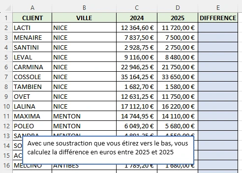 Masque d'écran de l'exercice 7 : faire une soustraction