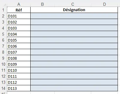 Enoncé de l'exercice 2 concernant la mise en place de la fonction SIERREUR et RECHERCHEV imbriquée