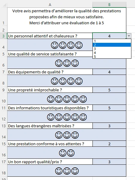 Capture écran de la solution de l'exercice 1 : mise en place de la fonction REPT