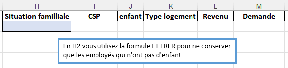 Enoncé exercice 1 sur la fonction FILTRE