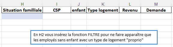 Enoncé exercice 2 sur la fonction FILTRE