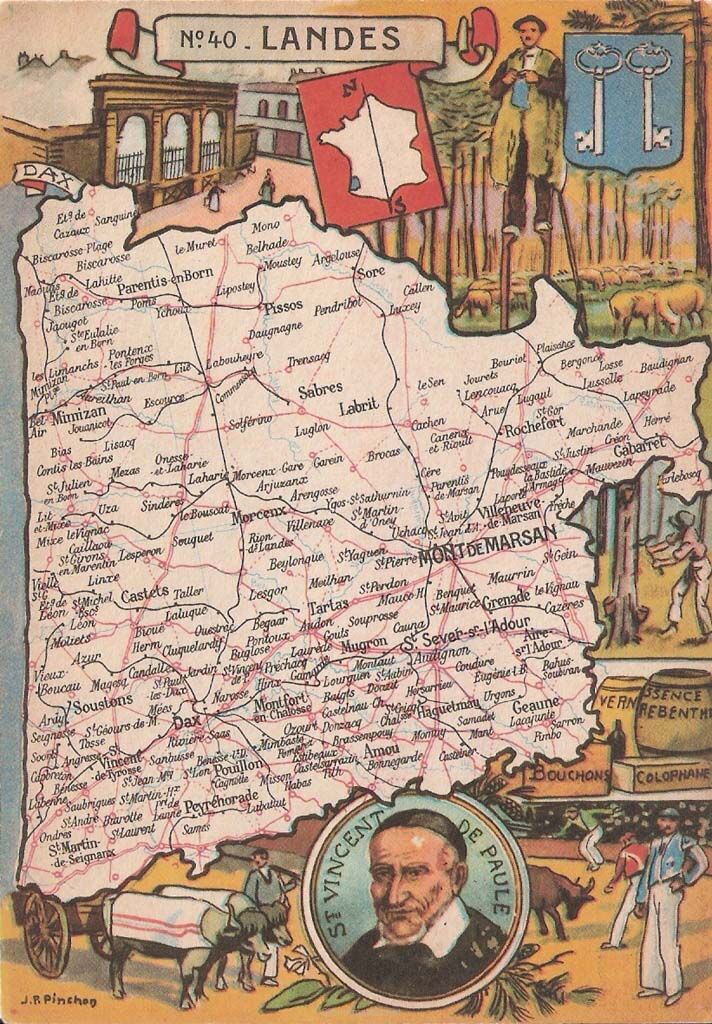 Carte ancienne département des LANDES