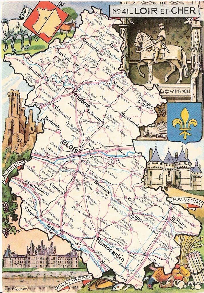 Carte ancienne département du Loir et Cher