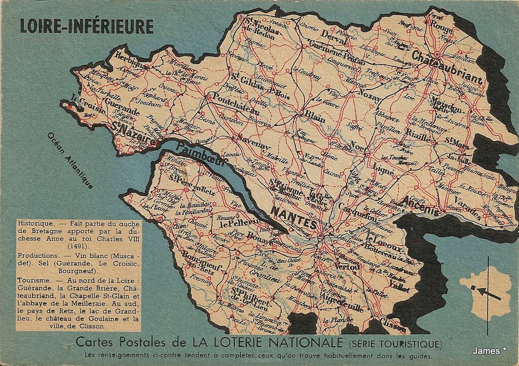 Carte ancienne département de la Loire Atlantique