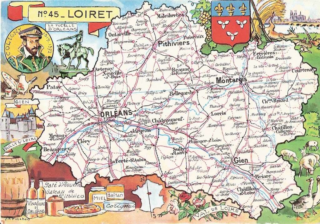 Carte ancienne département du Loiret