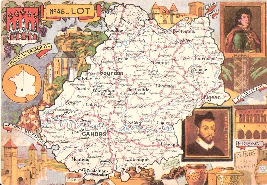 Carte ancienne département du Lot