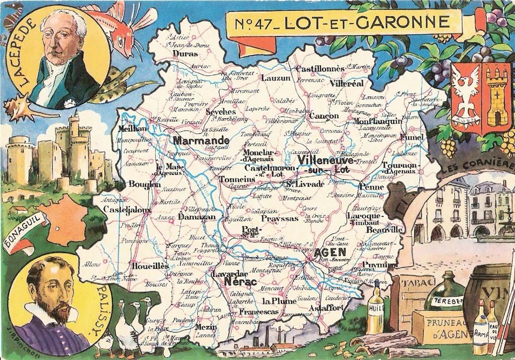 Carte ancienne département du Lot et Garonne