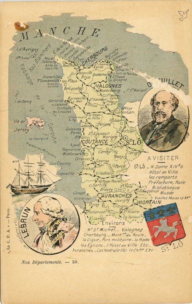 Carte ancienne département de la Manche