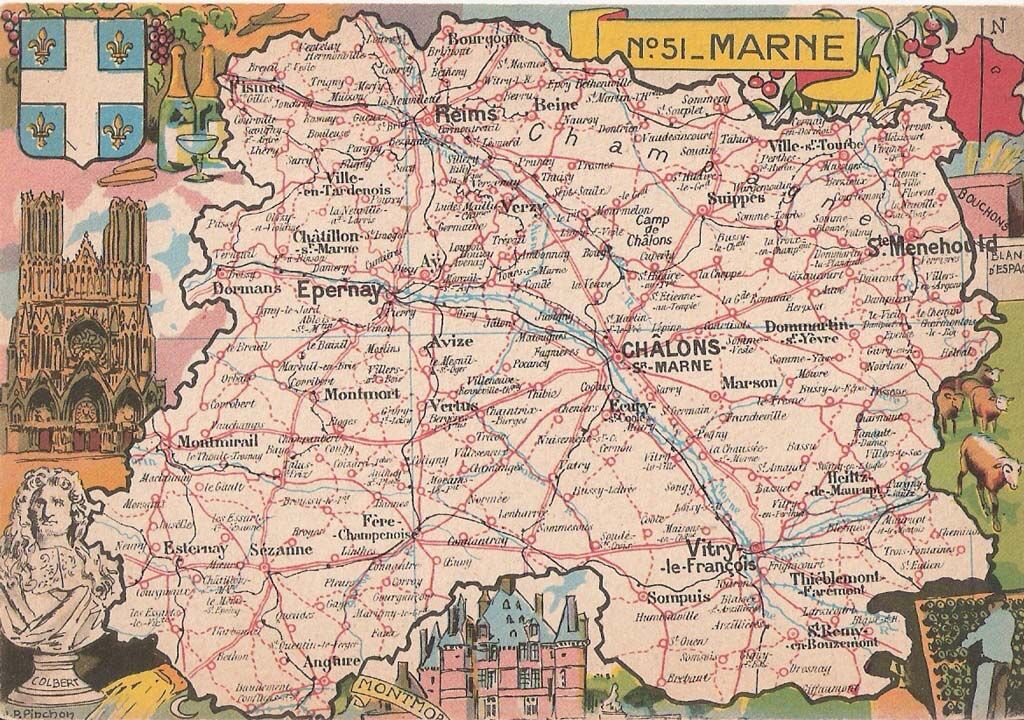 Carte ancienne département de la Marne