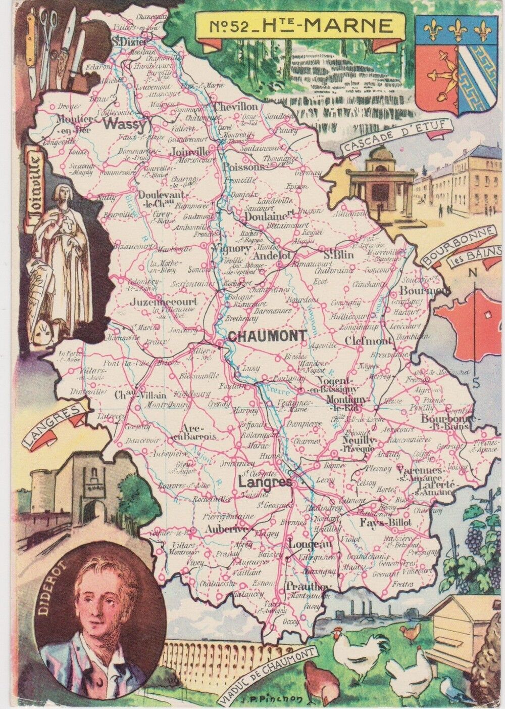 Carte ancienne département de la Haute-Marne