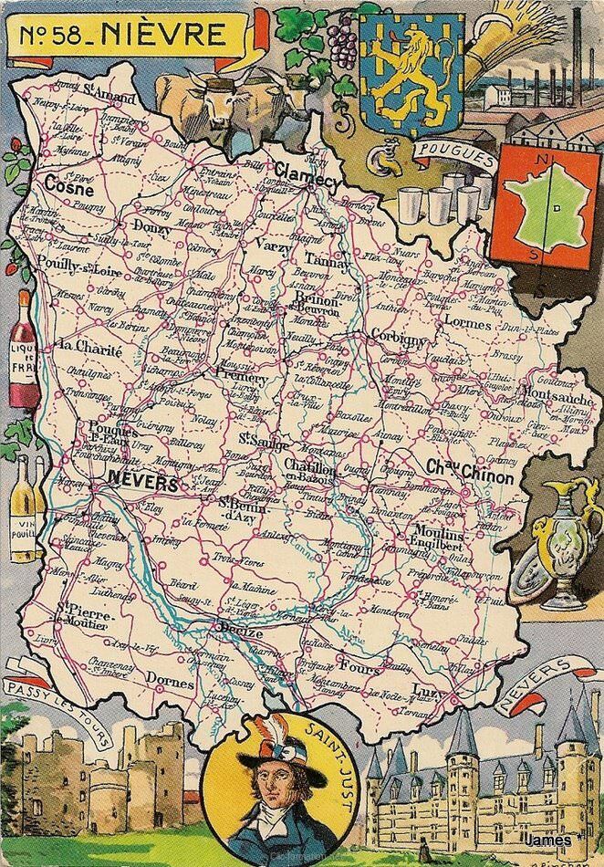 Carte postale illustrée de la Nièvre