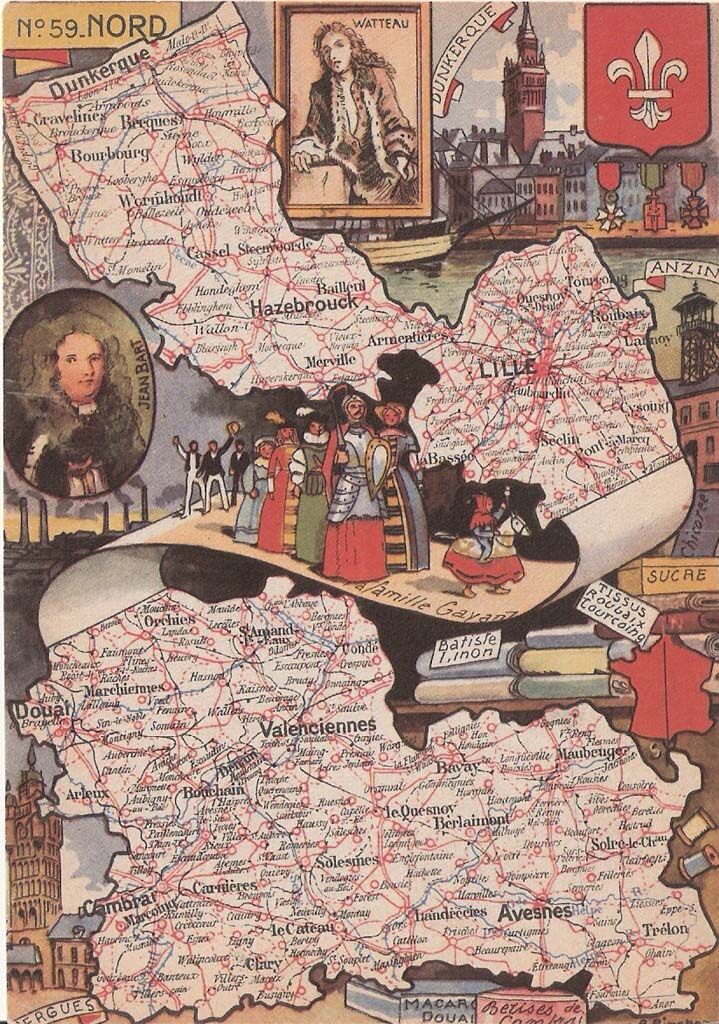 Carte postale illustrée du Nord