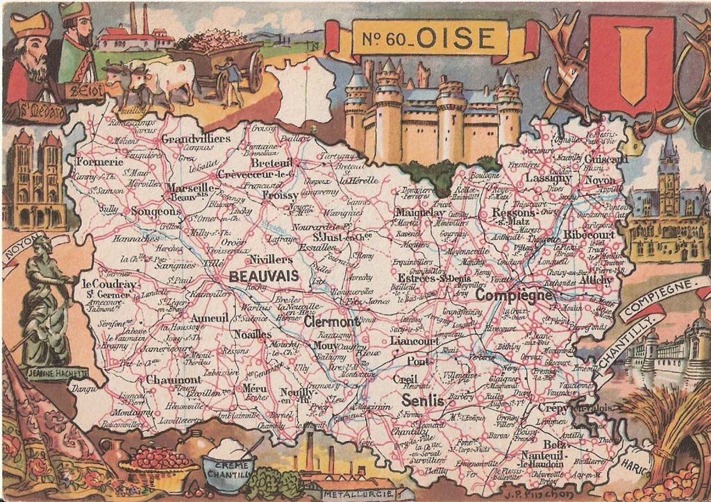 Carte postale illustrée de l'Oise