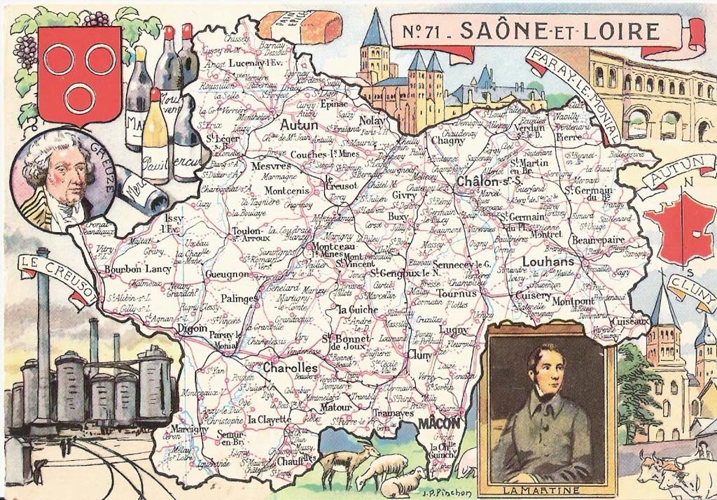 71 Saone et Loire carte departement