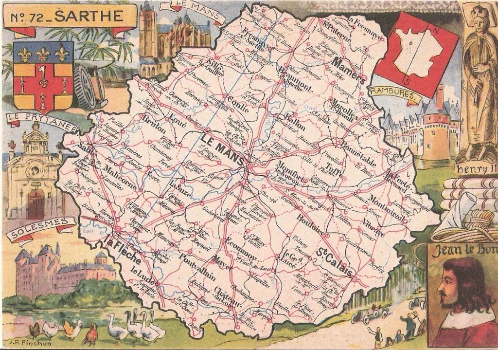 72 Sarthe carte Departement