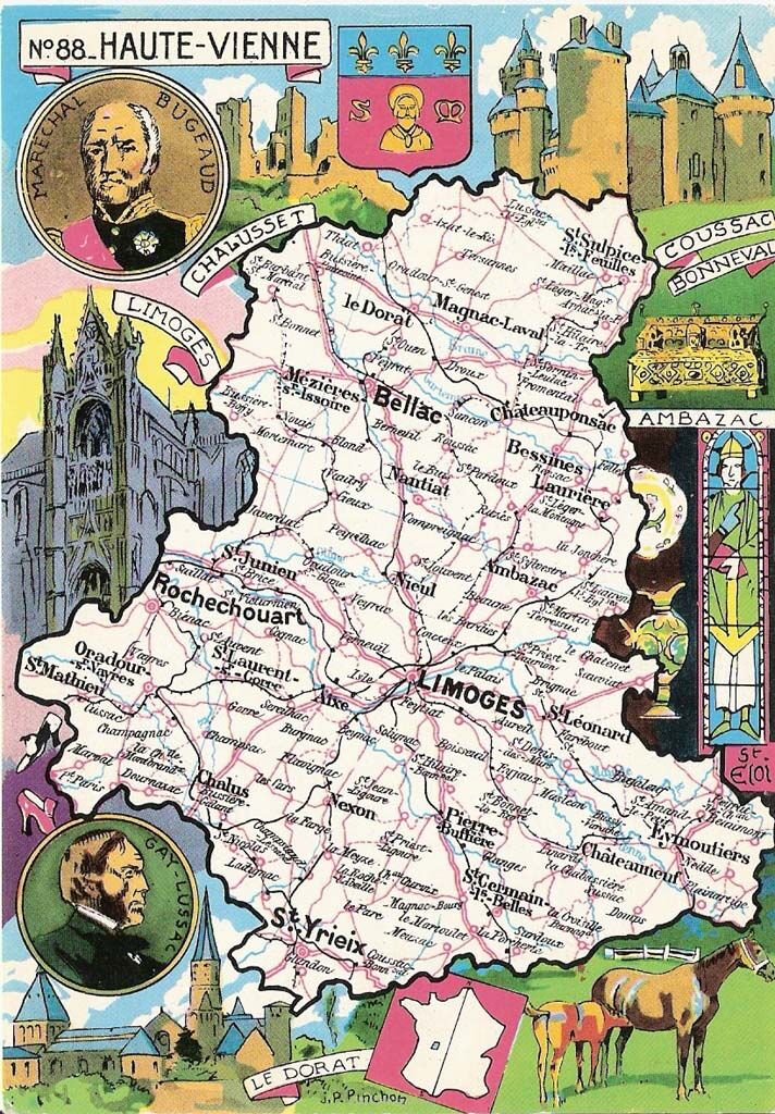 87 Haute Vienne carte Departement