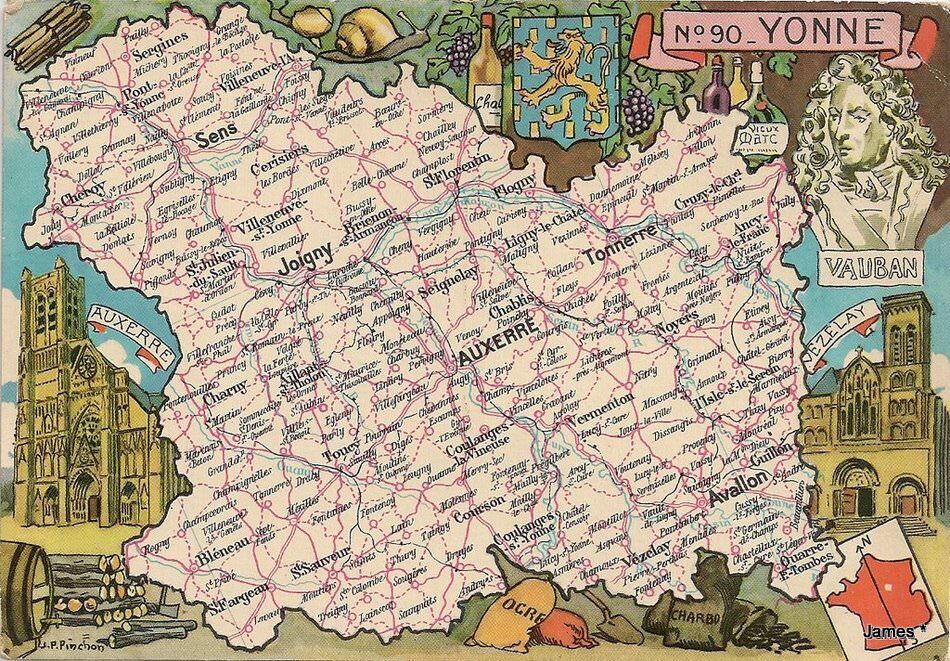 89 Yonne Carte de partement